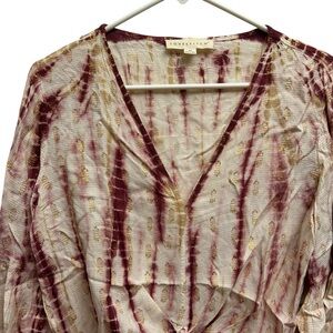 Lovestitch Tie Dye Maroon and Metallic Gold Blouse
